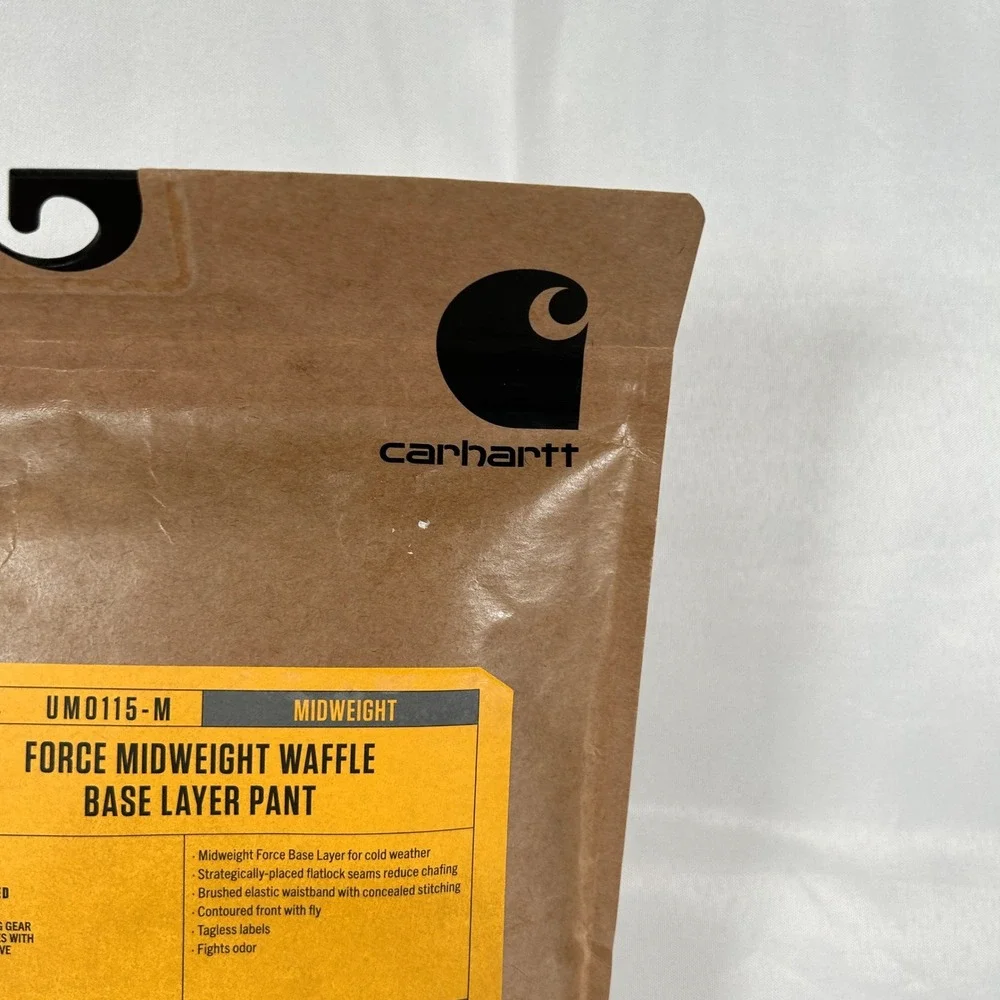 Carhartt Force Midweight Waffle Base Layer Pant Mens L Black UM0115-M Thermal